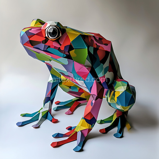 Seamless 3D PBR Texture Featuring Bright Multicolored Geometric Frog Pattern
