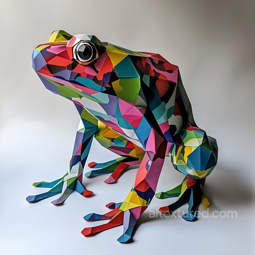 Animal - Seamless 3D PBR Texture Featuring Bright Multicolored Geometric Frog Pattern texture preview