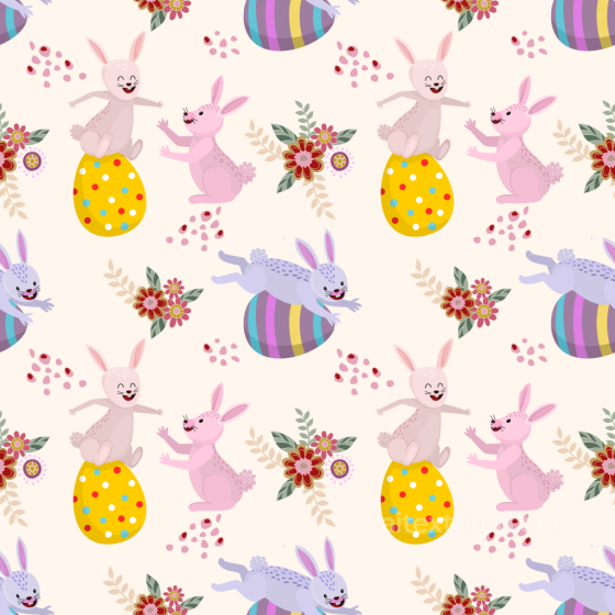 Digital Paper Texture Featuring Playful Easter Bunnies And Floral Motifs All Christmas Digital paper texture preview