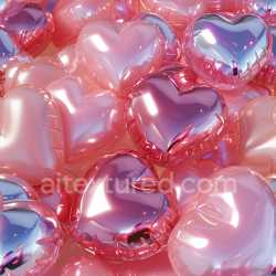 seamless Seamless 3D Inflated PBR Texture of Glossy Pink and Purple Heart-Shaped Vinyl Balloons texture 8k free download PBR