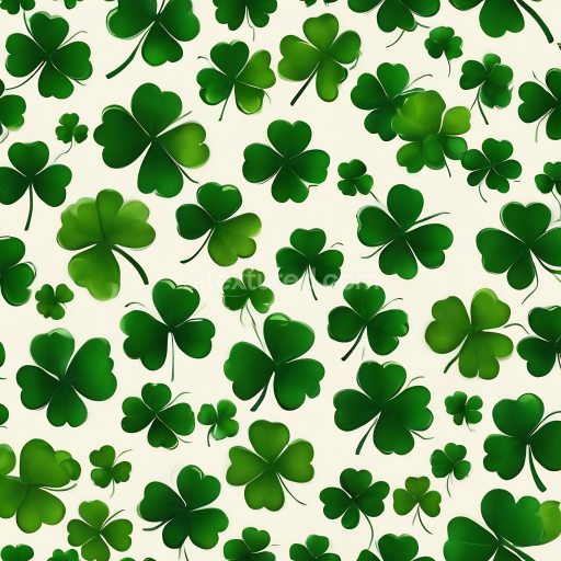 Seamless 3D PBR Texture of Glossy Green Shamrock Leaves Pattern