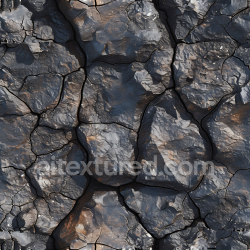 seamless Seamless 3D PBR Texture of Cracked Volcanic Rock Ground with Charcoal Black and Rust Brown Hues texture 8k free download PBR