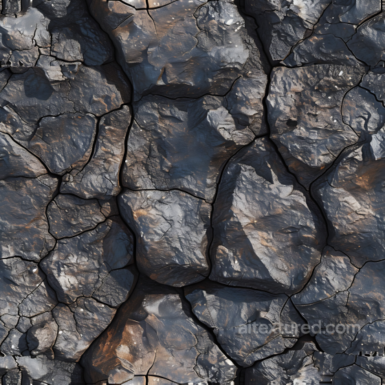 Stone Texture of Cracked Volcanic Rock Ground with Charcoal Black and Rust Brown Hues Stone texture preview