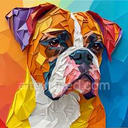 seamless Seamless 3D PBR Texture Featuring Low-Poly Origami Boxer Dog in Vibrant Colors texture 8k free download PBR