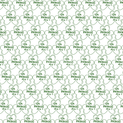 Seamless 3D PBR Texture of St Patrick Day Leaf Pattern in Green on White