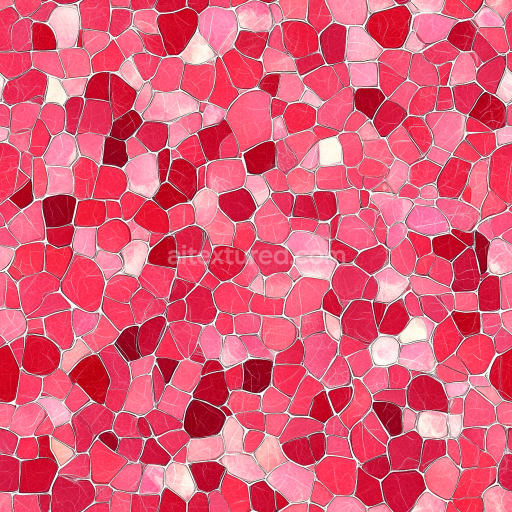 Seamless 3D Mosaic PBR Texture Featuring Pink and Red Cracked Ceramic Tiles texture preview