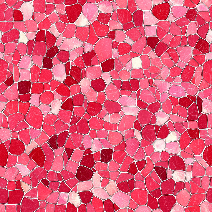 Mosaic Featuring Pink and Red Cracked Ceramic Tiles seamless PBR texture preview