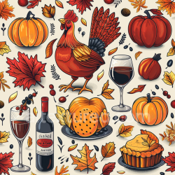 seamless Seamless 3D PBR Thanksgiving Pattern Texture with Rooster, Pumpkins and Autumn Leaves texture 8k free download PBR