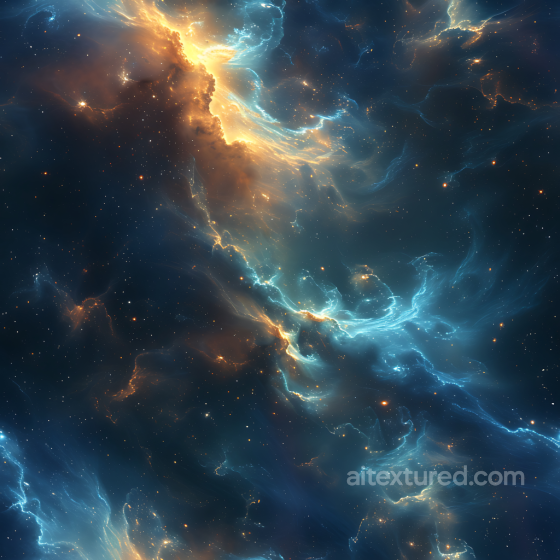 Space PBR Texture Featuring Luminous Nebula Clouds in Blue and Gold Star, space, planets texture preview