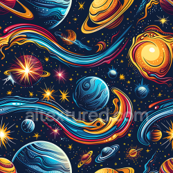 seamless Seamless 3D Space PBR Texture Featuring Vibrant Stylized Galaxies, Planets, and Cosmic Streams texture 8k free download PBR