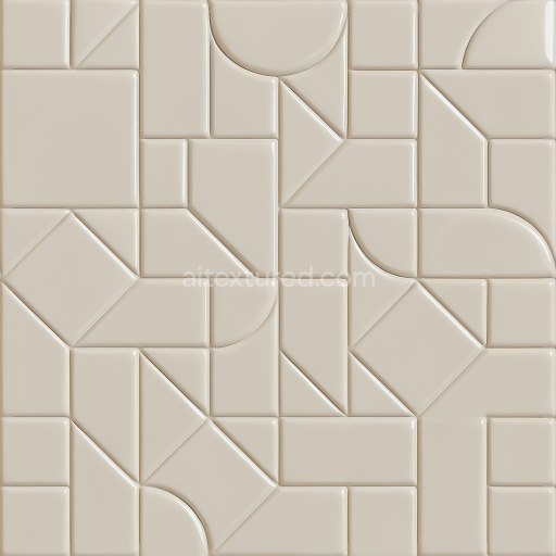 Seamless 3d texture pbr 8k mosaic ceramic tiles with geometric shapes and glossy finish