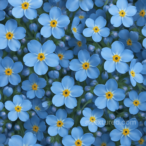 Forget Me Not Flower Bouquet Flower Petals Closeup Photorealistic seamless Flowers PBR texture