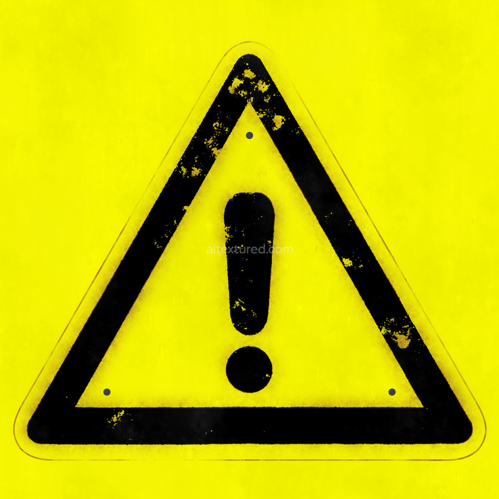 Vibrant yellow warning sign PBR texture