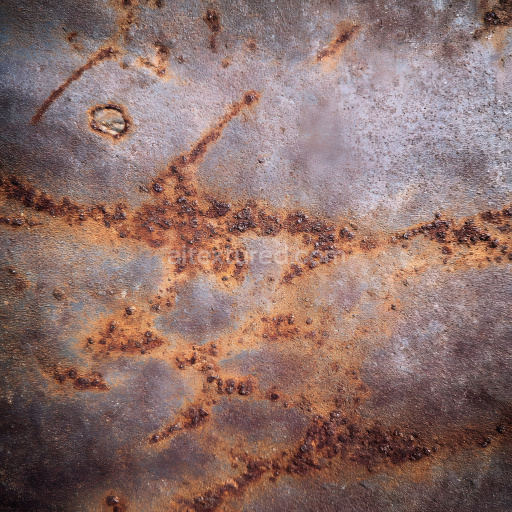 Seamless 3D Rusty Metal PBR Texture Featuring Distinctive Corrosion Patterns and Holes