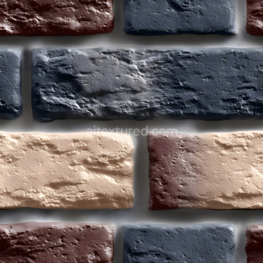 Seamless 3D Cracked Painted Brick Wall PBR Texture with Multi-Color Rough Surface