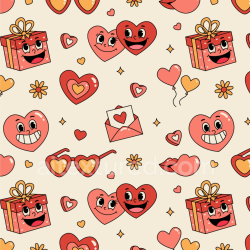 seamless Seamless 3D PBR Texture Featuring Cheerful Happy Face Cartoon Elements texture 8k free download PBR