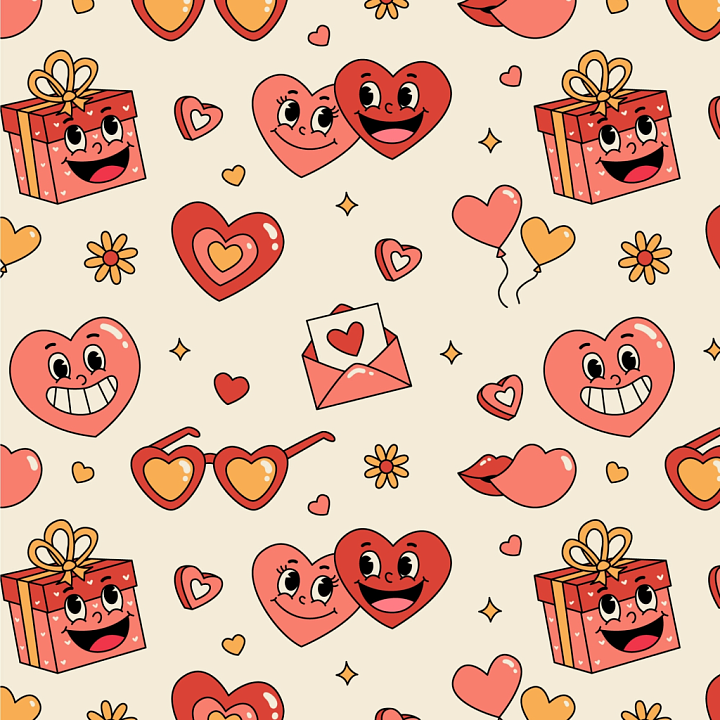 Featuring Cheerful Happy Face Cartoon Elements seamless PBR texture preview