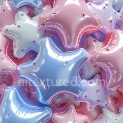 seamless Seamless 3D Inflated PBR Texture of Pink and Blue Shiny Star Foil Balloons texture 8k free download PBR