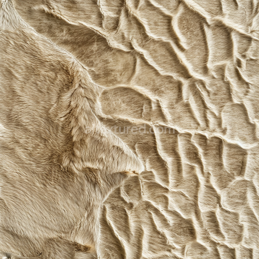 Seamless 3D Wrinkled Beige Leather PBR Texture with Natural Fur Grain and Detailed Folds