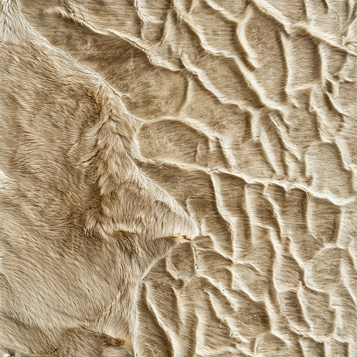 Wrinkled Beige Leather with Natural Fur Grain and Detailed Folds seamless PBR texture preview
