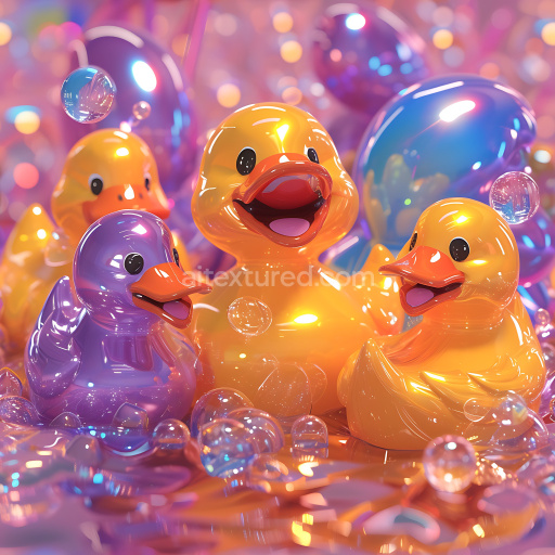 Seamless 3D Inflated Glossy Vinyl Rubber Texture with Balloon-Like Puffed Cells in Yellow and Purple