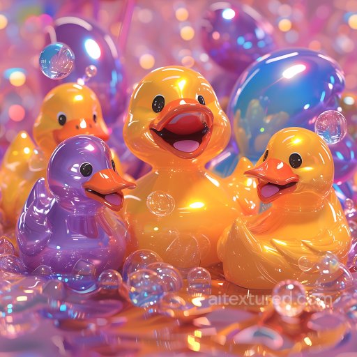 Inflated Glossy Vinyl Rubber Texture with Balloon-Like Puffed Cells in Yellow and Purple seamless Inflated PBR texture