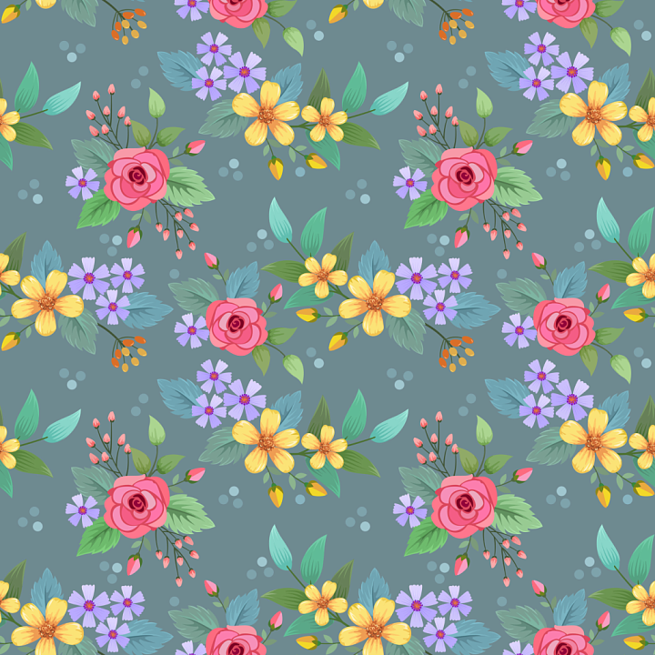 Floral Fabric Featuring Vibrant Rose and Daisy Patterns seamless PBR texture preview
