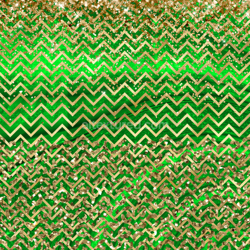 Seamless 3D PBR Texture of Green Fabric with Gold Glitter Zigzag Pattern