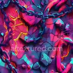 seamless Seamless 3D PBR Texture with Vibrant Neon Graffiti and Chains texture 8k free download PBR