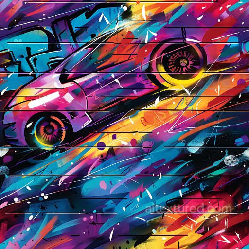 Seamless 3D PBR Texture of Vibrant Graffiti Car Spray Paint on Plaster Wall texture preview