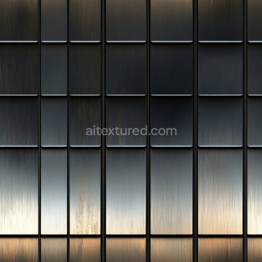 Seamless 3D Brushed Steel Metal Panels PBR Texture with Subtle Rust Stains