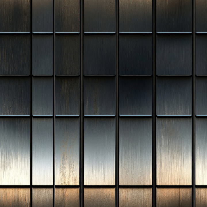 Brushed Steel Metal Panels with Subtle Rust Stains seamless PBR texture preview
