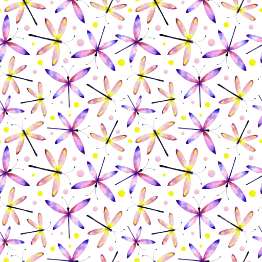 Colorful Watercolor Dragonfly Pattern Seamless Texture seamless Dragonfly PBR texture