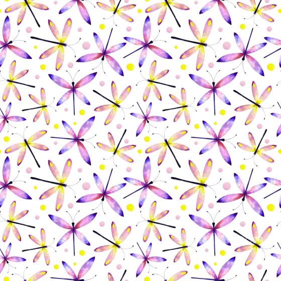 Colorful Watercolor Dragonfly Pattern Seamless Texture Dragonfly texture preview