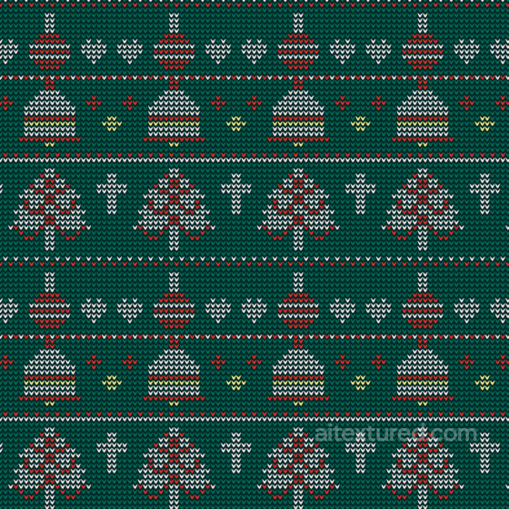 Knitted Christmas Digital Paper Texture with Holiday Ornaments & Trees All Christmas Digital paper texture preview