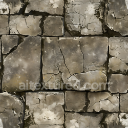 seamless Seamless 3D Weathered Stone Wall PBR Texture with Cracks and Mossy Erosion texture 8k free download PBR