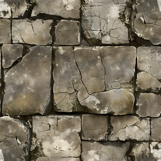 Weathered Stone Wall PBR Texture with Cracks and Mossy Erosion Stone texture preview