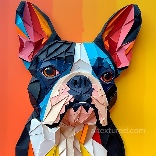 Animal - Seamless 3D PBR Texture Featuring Stylized Geometric Boston Terrier Fur in Bold Colors texture preview