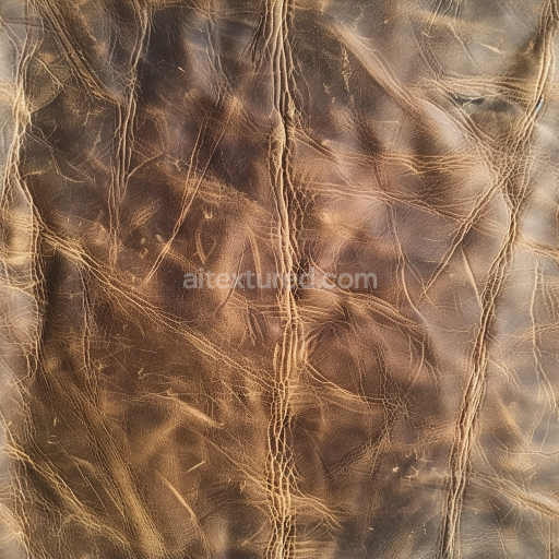 Seamless 3D Vintage Distressed Brown Leather PBR Texture with Deep Wrinkles and Natural Patina