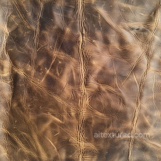 Vintage Distressed Brown Leather PBR Texture with Deep Wrinkles and Natural Patina seamless Leather PBR texture
