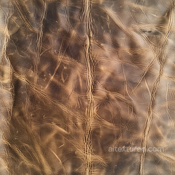 Vintage Distressed Brown Leather PBR Texture with Deep Wrinkles and Natural Patina Leather texture preview