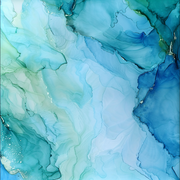 Alcohol Ink with Turquoise Blue Fluid Waves and Soft Marbling seamless PBR texture preview