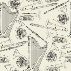 seamless Seamless 3D PBR Texture Featuring Vintage Musical Instruments Sketch Pattern texture 8k free download PBR