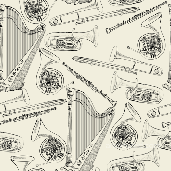 Featuring Vintage Musical Instruments Sketch Pattern Vintage Scrapbook texture preview