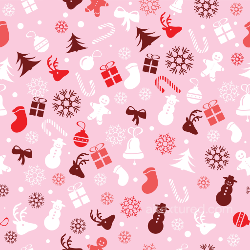 Pink Christmas Digital Paper Texture with Festive Icons seamless All Christmas Digital paper PBR texture