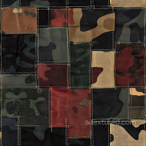 Patchwork Camouflage PBR Texture with Mixed Woodland and Urban Pattern seamless Color Camouflage PBR texture