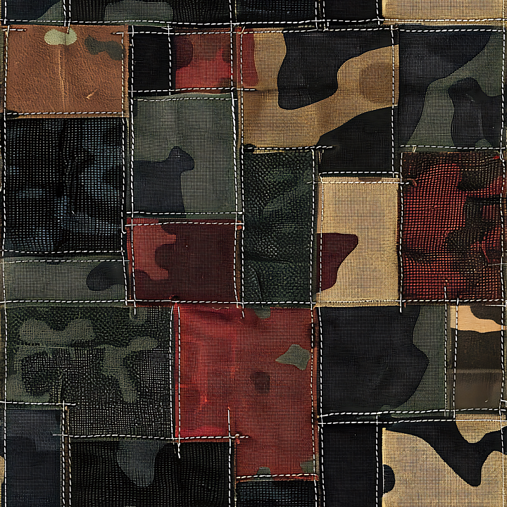 Patchwork Camouflage with Mixed Woodland and Urban Pattern seamless PBR texture preview