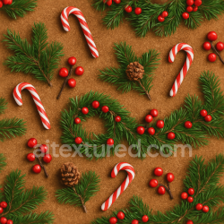 seamless Seamless 3d texture pbr 8k nutmeg powder pine scent christmas candy winter berries christmas garland texture 8k free download PBR