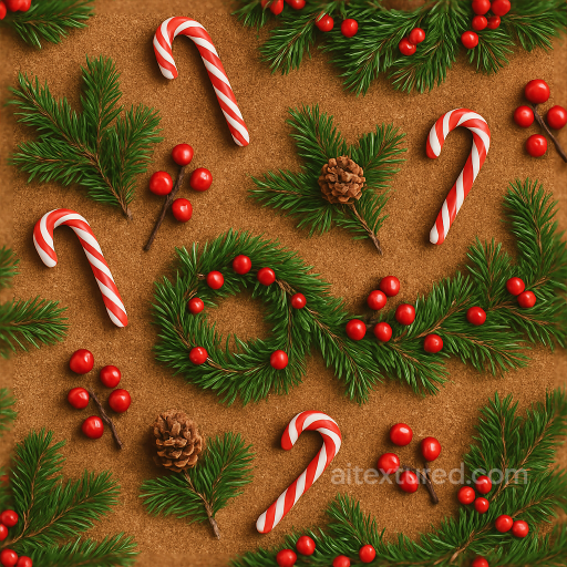 Nutmeg Powder Pine Scent Christmas Candy Winter Berries Christmas Garland seamless Merry christmas PBR texture