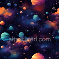 seamless Seamless 3D Space PBR Texture Featuring Vibrant Nebula Clouds and Colorful Planets texture 8k free download PBR